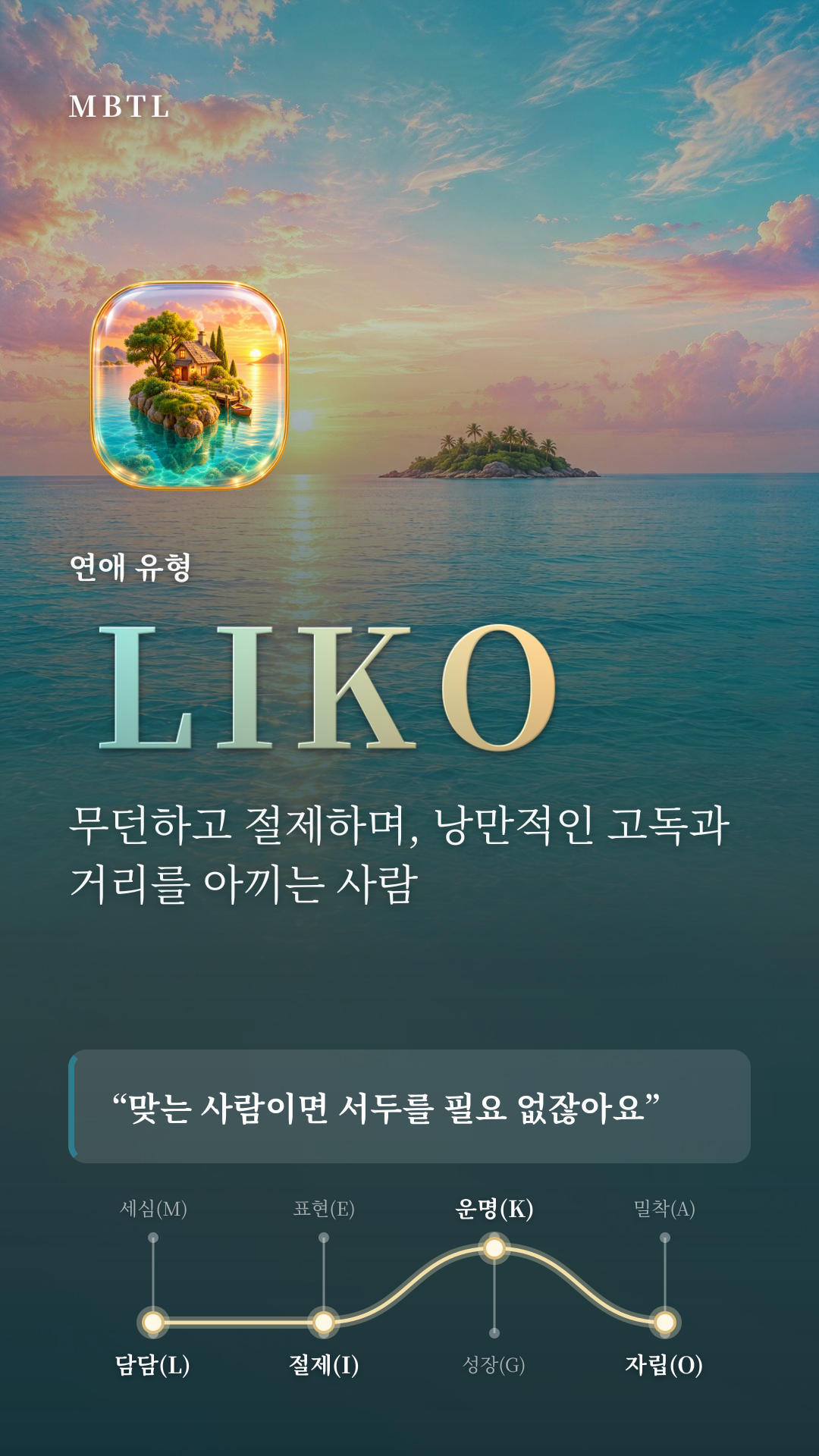 혼자 떠 있는 섬 LIKO 유형 카드